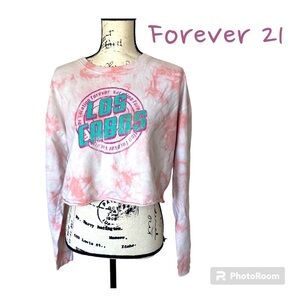 Forever 21 Tie Dye Crop Long Sleeve "Los Cabos" Sweatshirt
